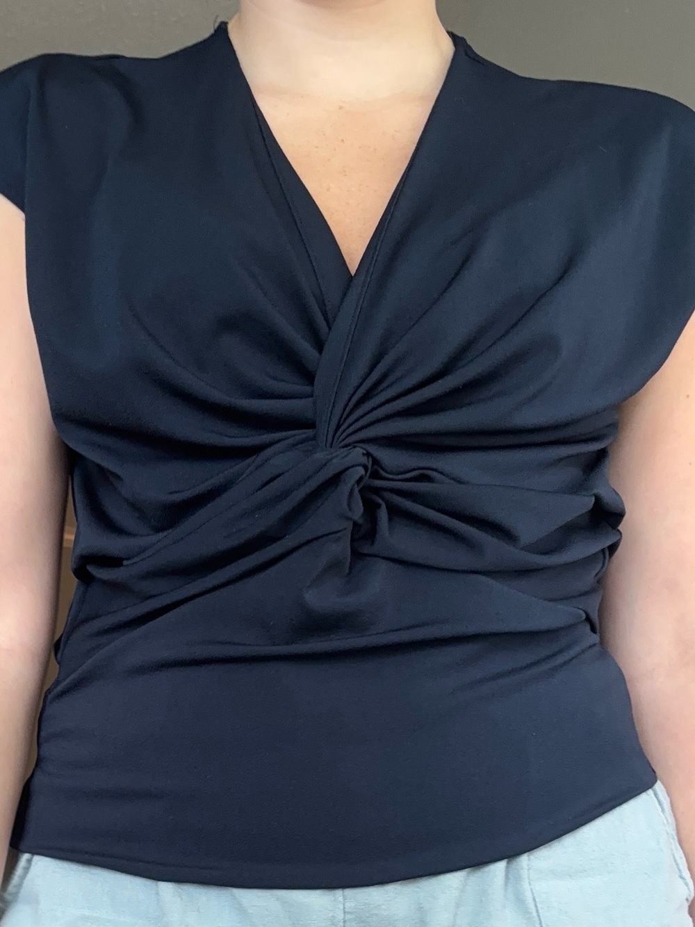 Banana Republic Navy Twist Front Sleeveless Blouse